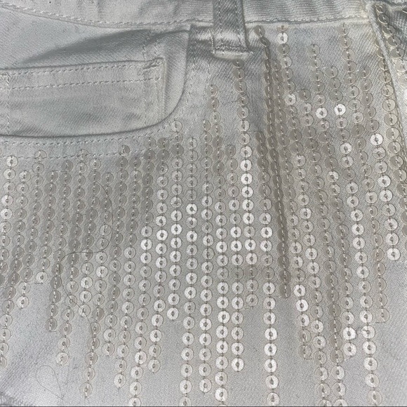 American Eagle White Denim Shorts with Sequins - Picture 7 of 8